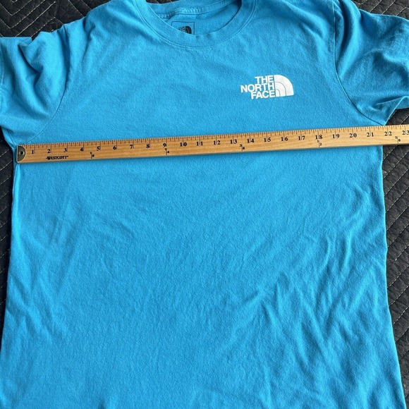 The North Face Shirt Men Large Blue Yellow Half Dome Logo Short Sleeve Exploring - Picture 7 of 10